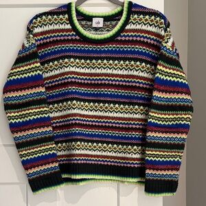 CAbi Multicolor Patterned Crew Neck Sweater